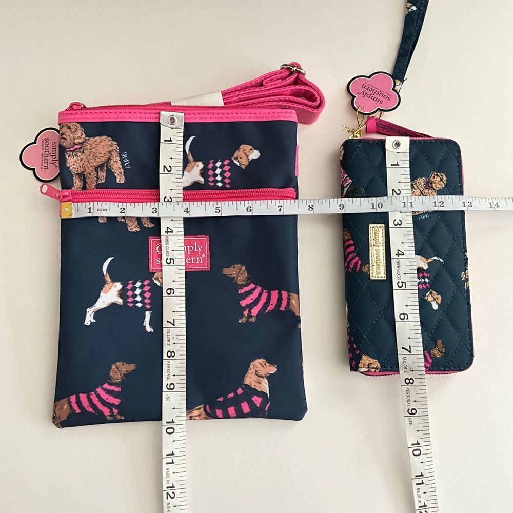 Simply Southern Dog Crossbody & Zip Around Wallet Navy and Pink - Picture 3 of 11